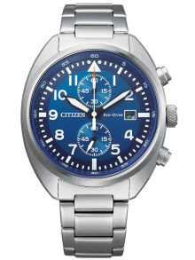 Мужские наручные часы с серебряным браслетом Citizen CA7040-85L Eco-Drive chrono 40mm 10ATM