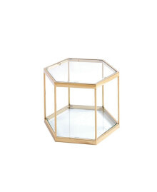 Simplie Fun modern Glass Coffee Table with Gold Frame