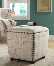 Cortez Upholstered Ottoman with Nailhead Trim