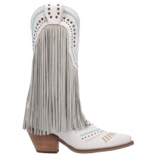 Dingo Gypsy Embroidery Studded Fringe Snip Toe Cowboy Womens White Casual Boots купить в аутлете