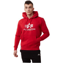 Мужские спортивные худи мужское худи с капюшоном спортивное красное с логотипом Alpha Industries Basic Hoody