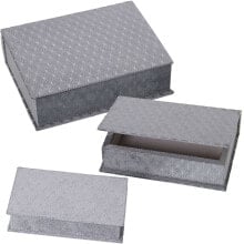 Set of decorative boxes Alexandra House Living Grey Textile 3 Pieces