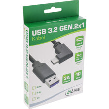 InLine USB 3.2 cable - USB-C male angled to USB-A male - black - 1m