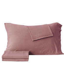 Premium Comforts heathered Melange T-shirt Jersey Knit Cotton Blend 4 Piece Sheet Set, Twin XL