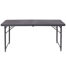 Flash Furniture 23.5''W X 48.25''L Height Adjustable Bi-Fold Dark Gray Plastic Folding Table With Carrying Handle