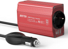 Автомобильные преобразователи напряжения BESTEK Power Inverter 12 V 230 V / 300 W Inverter, 12 to 230 V Inverter, TÜV Certified, 2 USB Ports Including Car Cigarette Lighter Plug, Red