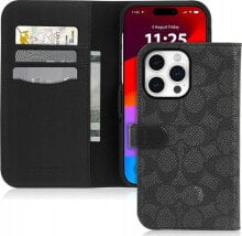 Coach Coach Folio Signature C Case - Etui 2w1 z klapką iPhone 15 Pro Max (Charcoal)