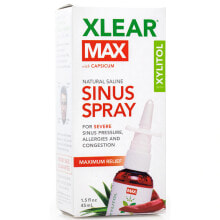 Витамины и БАДы от простуды и гриппа Xlear MAX Saline Nasal Spray Солевой назальный спрей с стручковым перцем аллергии и заложенности  45 мл