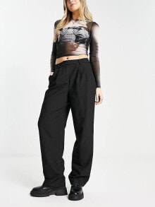 Женские брюки only tailored low rise slouchy trousers in black