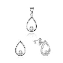 Женские комплекты бижутерии Gentle jewelry set with zircons AGSET252L (pendant, earrings)