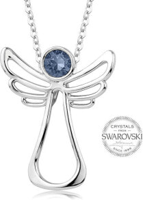 Колье Ожерелье с сине-серым кристаллом ангела-хранителя