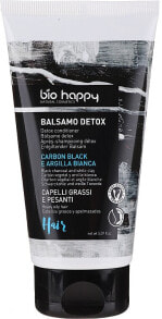 Entgiftende Haarspülung mit Schwarzkohle und weißer Tonerde für fettiges Haar - Bio Happy Detox Conditioner Black Charcol And White Clay