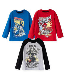 Купить детские футболки и майки для мальчиков Power Rangers: Toddler Boys Blue Ranger Red Ranger Zach 3 Pack Cosplay T-Shirts to