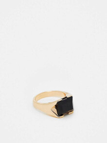 Мужские ювелирные кольца и перстни reclaimed Vintage unisex pinky ring in gold with black stone