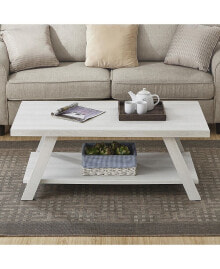 Simplie Fun wood Shelf Coffee Table in White Finish