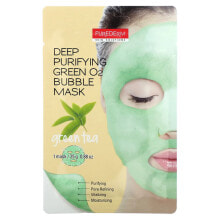 Купить корейские маски для лица Purederm: Deep Purifying Green O2 Bubble Beauty Mask, Green Tea, 1 Sheet Mask, 0.88 oz (25 g)