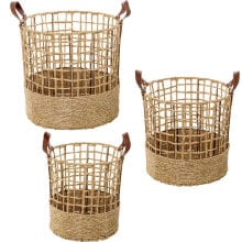 Set of Baskets Alexandra House Living 03848 Brown Wood wicker Rattan Polyskin (3 Units)