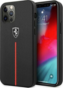 Ferrari Ferrari FEOMSHCP12LBK iPhone 12 Pro Max czarny/black hardcase Off Track Leather Nylon Stripe