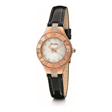 Женские наручные часы Женские часы аналоговые со стразами на циферблате черный браслет Folli Follie