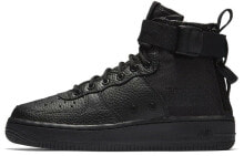 Nike Air Force 1 Mid Triple Black 复古 中帮 板鞋 GS 黑 / Кроссовки Nike Air Force 1 Mid Triple Black GS AJ0424-003