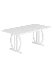 Tribesigns executive Desk, 63 inch Large Modern Computer Desk with Metal Geometric Base, Conference Table for 4-6 People