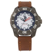 Мужские наручные часы с ремешком Мужские наручные часы с коричневым кожаным ремешком Unisex watch US Polo Assn. USP4259GY