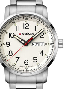 Мужские наручные часы с браслетом Мужские наручные часы с серебряным браслетом Wenger 01.1541.108 Attitude Mens 42mm 10 ATM