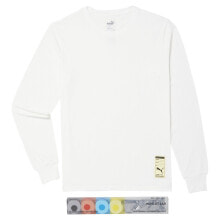 Puma X You Screen Print Kit Crew Neck Long Sleeve T-Shirt Mens White Casual Tops купить онлайн