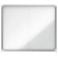 NOBO Premium Plus 15xA4 Sheets Magnetic White Surface Interior Display Case With Sliding Door