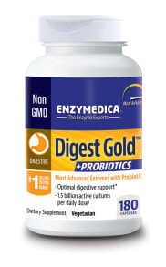 Пищеварительные ферменты enzymedica Digest Gold Plus ProBiotics Пищеварительные ферменты + Пробиотики 1.5 млрд КОЕ для здоровья пищеварительной системы 180 капсул