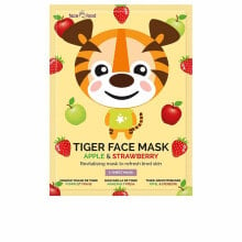 7th Heaven Animal Tiger Face Mask Восстанавливающая и освежающая тканевая маска для лица, с экстрактами яблока и клубники 1 шт