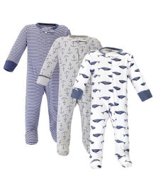 Baby Boys Baby Organic Cotton Zipper Sleep and Play 3pk, Blue Whale купить в интернет-магазине