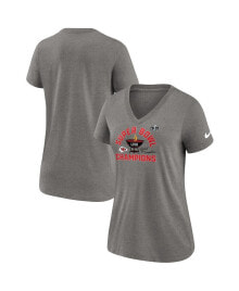 Nike women's Heather Gray Kansas City Chiefs Super Bowl LVIII Champions Local Tri-Blend V-Neck T-shirt