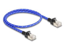 Delock RJ45 Netzwerkkabel mit Geflechtmantel Cat.6A U/FTP Slim 0.5 m blau - Network - CAT 6a