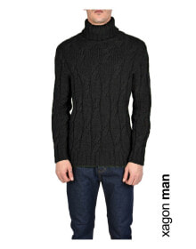 Мужские свитеры Мужской свитер черный трикотажный с высоким воротом Xagon Man Sweter "Turtleneck"