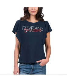 Купить женские блузки и кофточки G-III 4Her by Carl Banks: Women's Navy Cleveland Guardians Crowd Wave T-Shirt