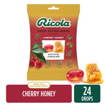 Витамины и БАДы от простуды и гриппа Ricola Cherry Honey Herb Throat Drops Медово-вишневые леденцы от кашля и боли в горле 24 шт