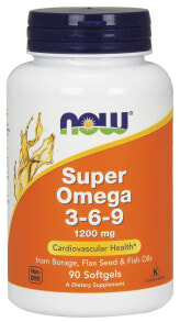 Рыбий жир и Омега 3, 6, 9 nOW Foods Super Omega 3-6-9 Смесь омега 3-6-9 из огуречника, льна и рыбьего жира 1200 мг 90 гелевых капсул