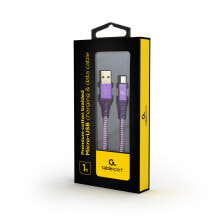 Charging cables, computer connectors and adapters gembird CC-USB2B-AMMBM-1M-PW - 1 m - Micro-USB B - USB A - USB 2.0 - 480 Mbit/s - Violet - White