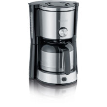 Кофеварки и кофемашины sEVERIN KA4845 TypeSwitch изотермическая кофемашина с фильтром, селектор аромата, 8 чашек, емкость: 1 л, мощность: 1000 Вт, нержавеющая сталь / черный