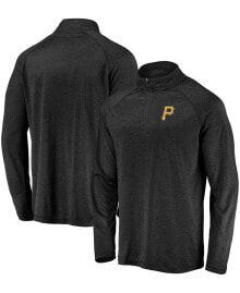 Fanatics men's Black Pittsburgh Pirates Iconic Striated Primary Logo Raglan Quarter-Zip Pullover Jacket