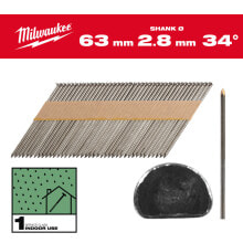 Milwaukee D-Kopf-Nägel für M18FFN 7,4 x 2,8 x 63 mm, Glattschaft Stahl blank 34°