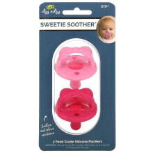 itzy ritzy, Sweetie Soother, пищевые силиконовые пустышки, от 0 месяцев, кремово-коричневая оплетка, 2 пустышки