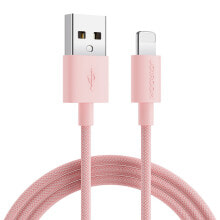 Kabel przewód w oplocie do iPhoneUSB-A - Lightning 2m pastel różowy купить в аутлете