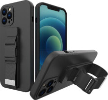 Hurtel Rope case żelowe etui ze smyczą łańcuszkiem torebka smycz iPhone 11 Pro Max czarny