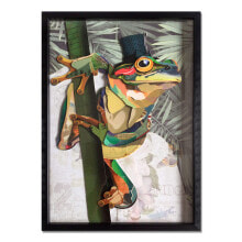 3D-Collage-Bild Frosch mit Zylinder 1