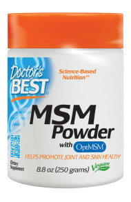 Глюкозамин, Хондроитин, МСМ doctor&#039;s Best MSM Powder with OptiMSM Порошок MSM (метилсульфонилметан) для здоровья суставов и кожи 250 г