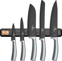 Посуда и принадлежности для готовки набор ножей с магнитным держателем BERLINGER HAUS MOONLIGHT BH-2533 5 шт