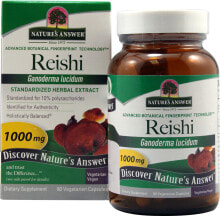 Грибы nature's Answer Reishi Herbal Extract Стандартизированный экстракт рейши 1000 мг 60 вегетарианских капсул