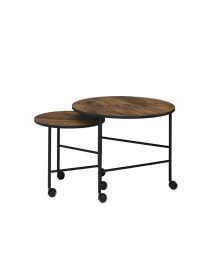 Simplie Fun oblis 2Pc Pk Nesting Tables, Vintage Oak 83150